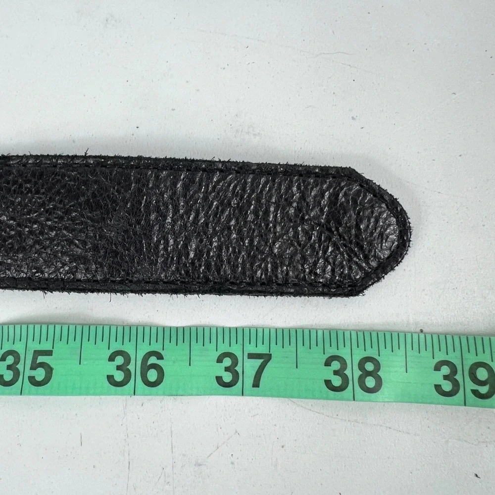 Womens Black Leather Belt size Small Gemstone Buckle Made in USA Boho fstival - Picture 7 of 7